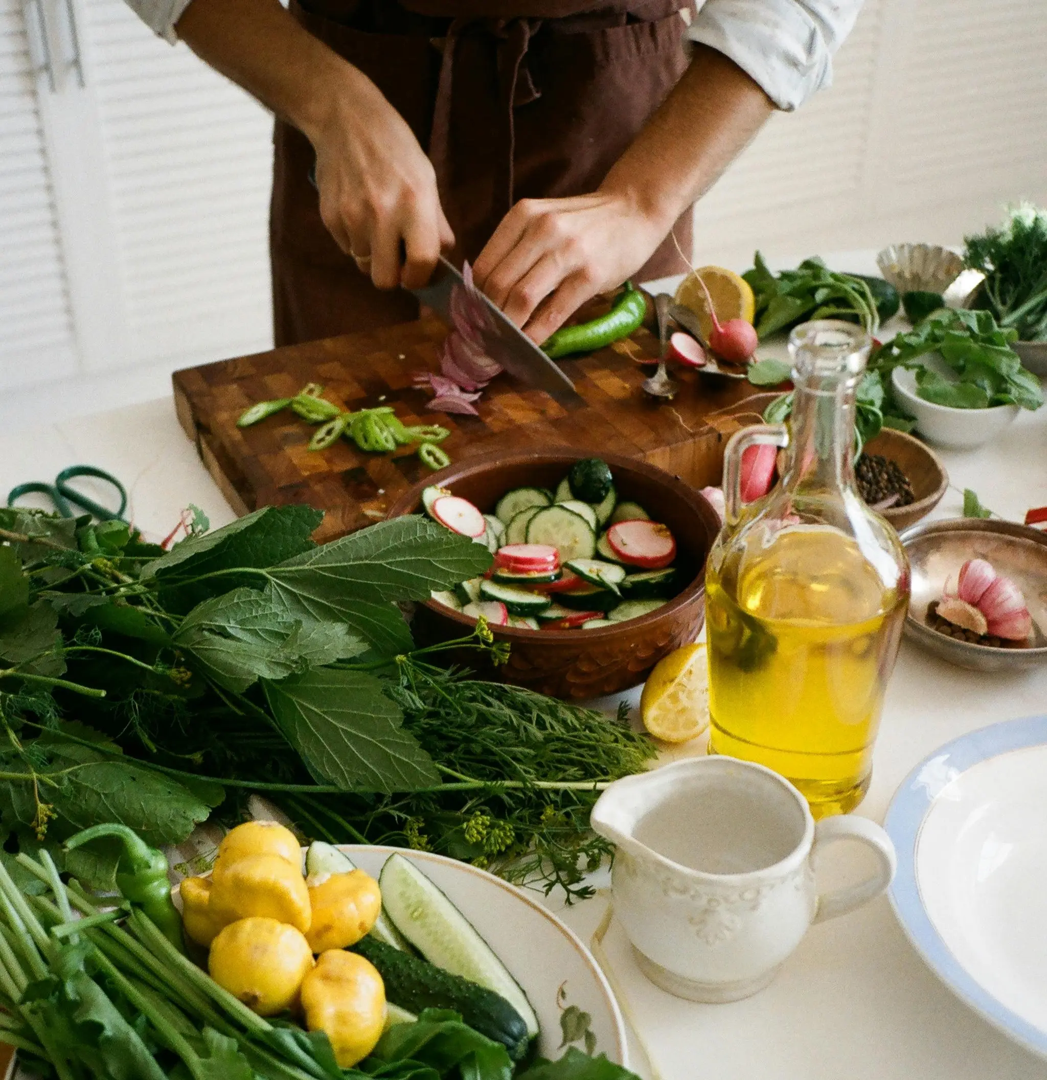 Chef chopping vegetables